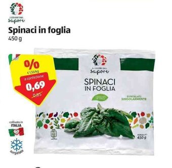 ALDI Spinaci in foglia 450g offerta
