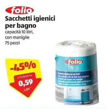ALDI Folio Sacchetti igienici per bagno 75 pezzi offerta