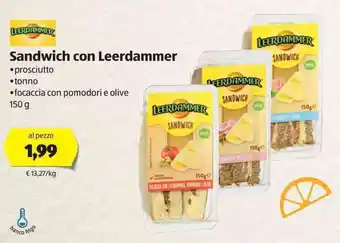 ALDI Leerdammer Sandwich 150g offerta