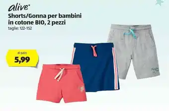 ALDI Alive Shorts/Gonna per bambini in cotone Bio, 2 pezzi offerta