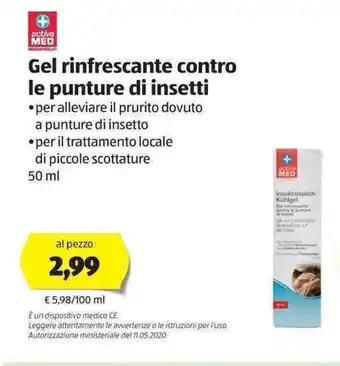 ALDI Active Med Gel rinfrescante contro le punture di insetti 50ml offerta