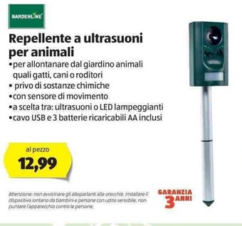 ALDI Gardenline Repellente a ultrasuoni per animali offerta
