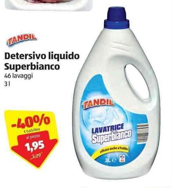 ALDI Tandil Superbianco Detersivo liquido 3L offerta