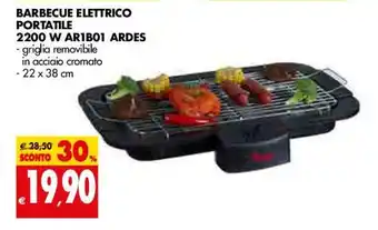 Tigros Ardes Barbecue Elettrico Poratile 2200w AR1B01 22x38cm offerta