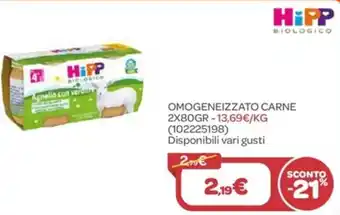 Bimbo Store Hipp Biologico Omogeneizzato Carne 2x80gr offerta