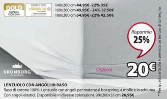 JYSK Lenzuolo con Angoli in Raso offerta
