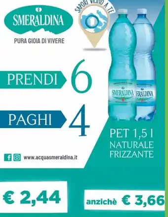 Coop Smeraldina Naturale Frizzante Pet 1,5 L offerta