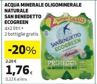 Coop Acqua minerale oligominerale naturale san benedetto ecogreen offerta