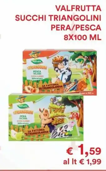Coop Valfrutta Succhi Triangolini Pera/Pesca 8x100 ml offerta