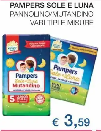 Coop Pampers Sole e Luna Pannolino/Mutandino vari tipi e misure offerta