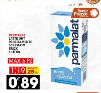 Mercati di Città La Prima Parmalat Latte UHT Parzialmente Scremato Brick 1 Litro offerta