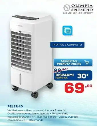 Euronics Olimpia Splendid Peler 4D Raffrescatore Evaporativo offerta