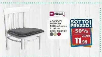 Happy Casa Happy Casa 2 Cuscini Memory offerta