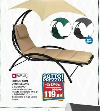 Happy Casa Happy Casa Sdraio Con Ombrellone E Cuscino offerta