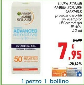 Conad Garnier Linea Solari Ambre Solaire offerta