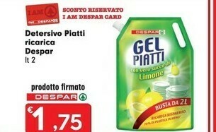 Despar Despar Detersivo Piatti Ricarica offerta
