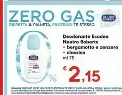 Eurospar Neutro Roberts Deodorante Ecodeo offerta