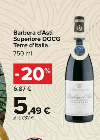 Carrefour Terre D'italia Barbera Asti Superiore Docg offerta