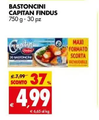 Tigros Capitan Findus Bastoncini 750g 30pz offerta