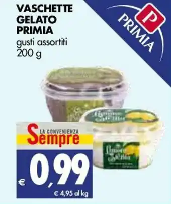 Tigros Primia Gelato Vaschette 200g offerta