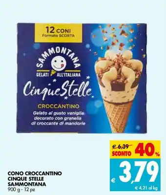Tigros Sammontana Cinque Stelle Cono Croccantino 900g 12pz offerta