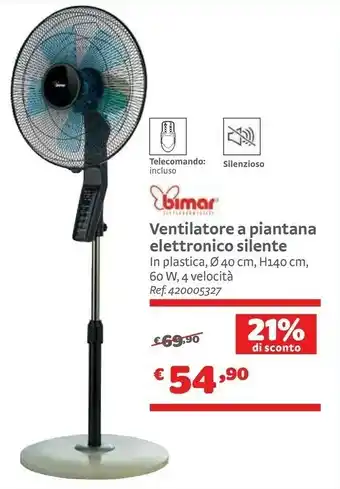 Bimar Ventilatore A Piantana Elettronico Silente