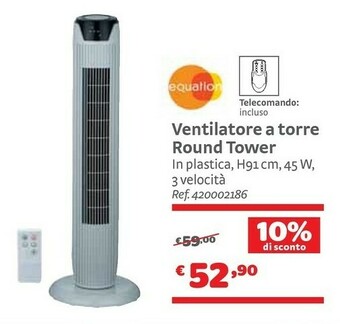 Bricocenter Equation Ventilatore A Torre Round Tower offerta