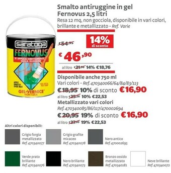 Bricocenter Saratoga Smalto Antiruggine Ine Gel Fernovus 2.5 Litri offerta