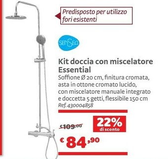 Bricocenter Sensea Kit Doccia Con Miscelatore Essential offerta