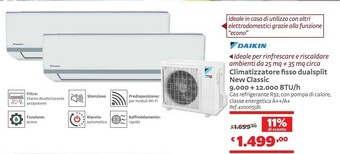 Bricocenter Daikin Climatizzatore Fisso Dualsplit New Classic 9000 + 12000 BTU/h offerta