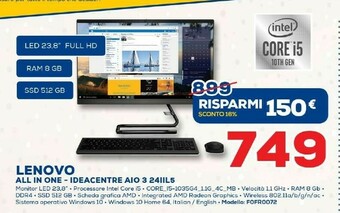 Euronics Lenovo All In One - Ideacentre Aio 3 241iil5 offerta