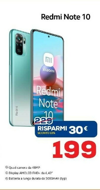 Euronics Xiaomi Redmi Note 10 offerta