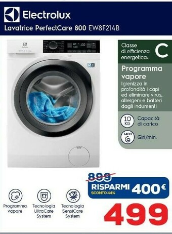 Euronics Electrolux EW8F214B Lavatrice Libera Installazione Caricamento Frontale Nero, Bianco 10 Kg 1400 Giri/min A+++-40% offerta