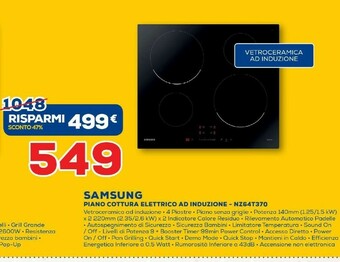 Euronics Samsung NZ64T3707AK Nero Da Incasso 60 Cm A Induzione 4 Fornello(i) offerta