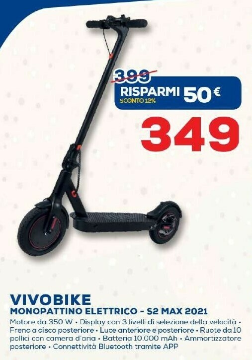 Vivobike S2 Max 25 Km/h Nero 10 VAh offerta di Euronics