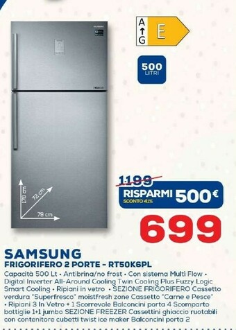 Euronics Samsung Frigorifero 2 Porte - RT50K6PL offerta