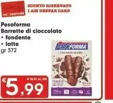 Despar Pesoforma Barrette Di Cioccolato offerta