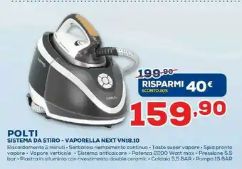 Euronics Polti VN18.10 2200 W 1,3 L Alluminio Nero, Grigio, Bianco offerta