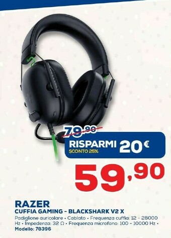 Euronics Razer Cuffia Gaming - Blackshark V2 X offerta