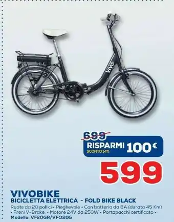 Vivo Vivobike Bicicletta Elettrica - Fold Bike Black