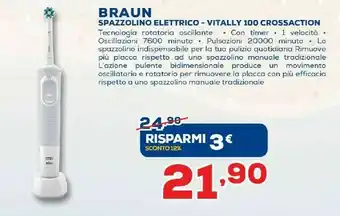 Euronics Oral-B Vitality 100 Cross Action Adulto Spazzolino Rotante-oscillante Blu, Bianco offerta