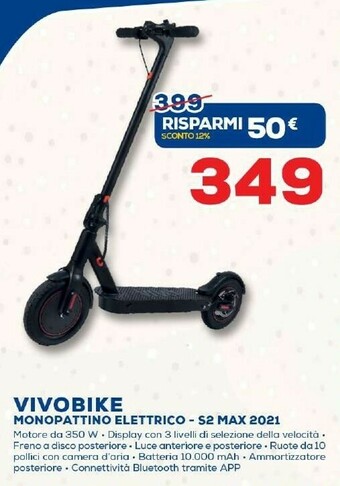Euronics Vivobike S2 Max 25 Km/h Nero 10 VAh offerta