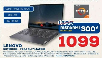 Euronics Lenovo Notebook Yoga Sli 7 14are05 offerta