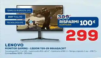 Euronics Lenovo Legion Y25-25 66AAGAC5IT offerta