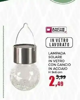 Happy Casa Happy Casa Lampada Solare In Vetro Con Gancio In Acciao offerta