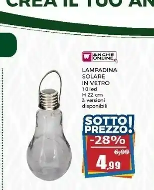 Happy Casa Happy Casa Lampadina Solare In Vetro offerta