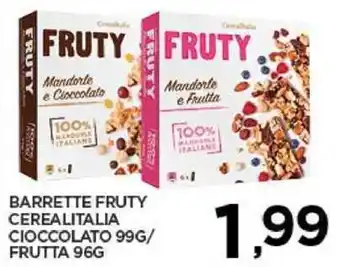 Interspar Fruty Barrette Cerealitalia Cioccolato 99g/Frutta 96g offerta