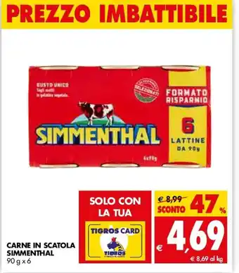 Tigros Carne In Scatola Simmenthal 90g x 6 offerta