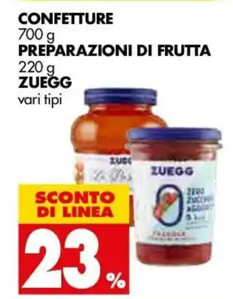 Tigros Confetture 700g Preparazioni Di Frutta 220g Zuegg offerta