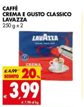 Tigros Caffé Crema E Gusto Classico Lavazza 250g x 2 offerta